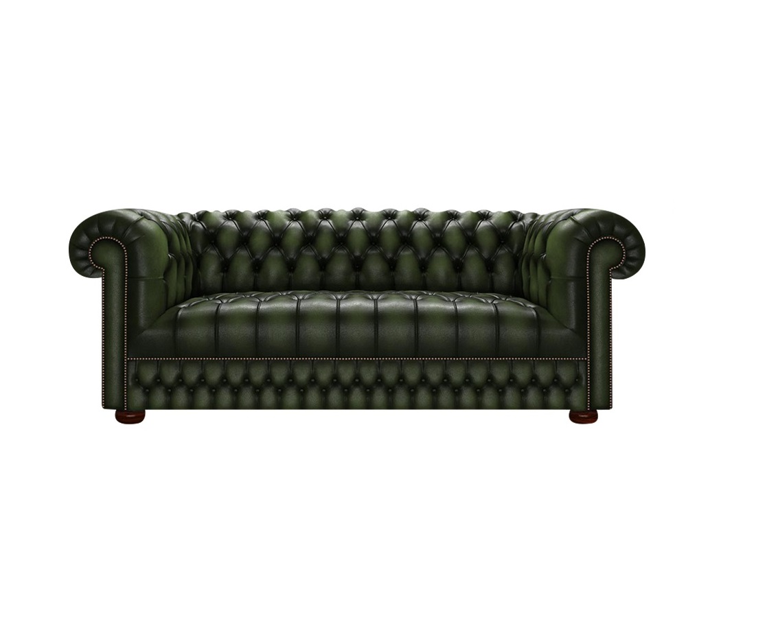 Sillón Chesterfied Lord Completamente Capitoné 3 Cuerpos Cuero Vacuno