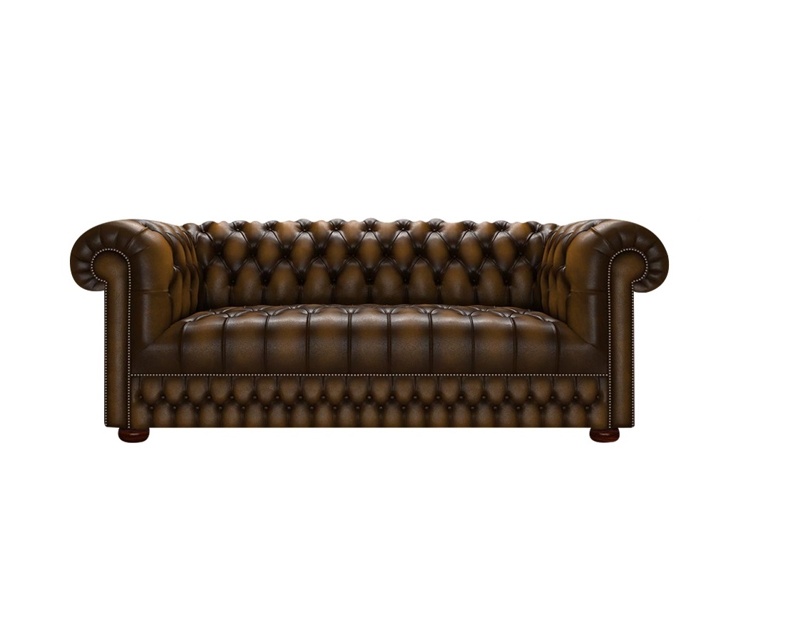 Sillón Chesterfied Lord Completamente Capitoné 3 Cuerpos Cuero Vacuno