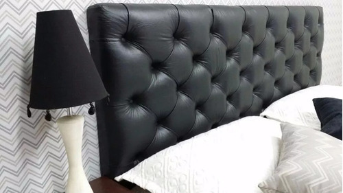 Respaldo Sommier Capitone Colgante 2 Plazas Ecocuero