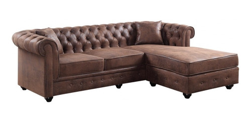 Sillón Sofá Esquinero Chesterfield Capitoné 3 Cuerpos Ecocuero Panamera Premium