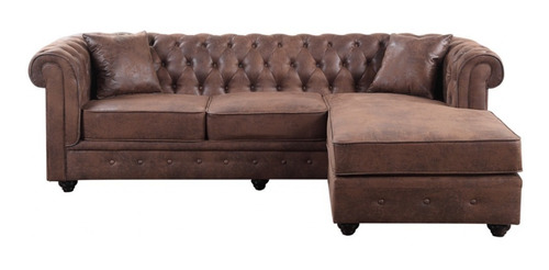 Sillón Sofá Esquinero Chesterfield Capitoné 3 Cuerpos Ecocuero Panamera Premium