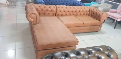 Sillón Esquinero Chesterfield Capitoné 3 Cuerpos Ecocuero
