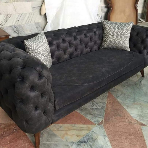 Sillón Moderno Vintage Capitoné Agnes 3 Cuerpos Pana Antimancha