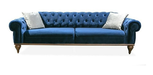 Sillón Moderno Vintage Capitoné Agnes 3 Cuerpos Pana Antimancha