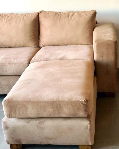 Sillón Esquinero Rouge 3 Cuerpos Puff Movible Lino Antidesgarros