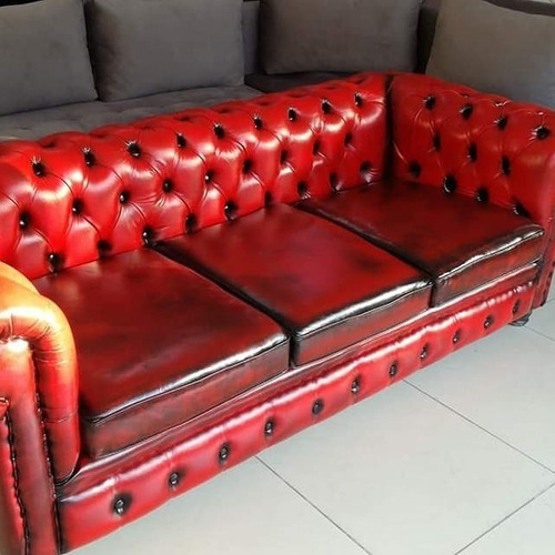Combo Chesterfield Sillón 3 Cuerpos + Sofa 1 Cuerpo Ecocuero