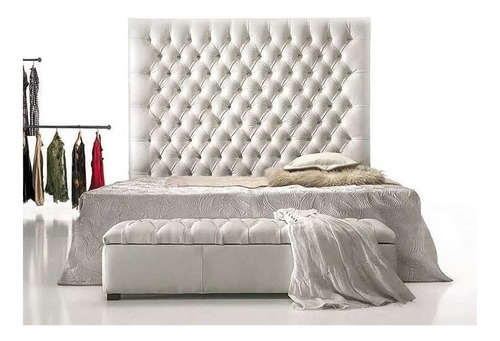 Respaldo Sommier de Pie Capitone 210x130 + Pie de Cama Pana Antimancha