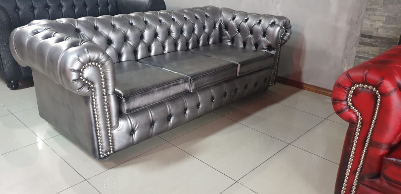 Sillon Chesterfield 3 Cuerpos Ecocuero