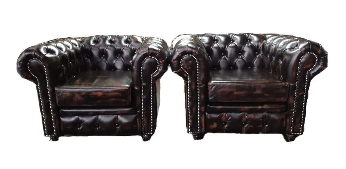 Sillón Chesterfield 1 Cuerpo Cuero 100% Vacuno Esfume