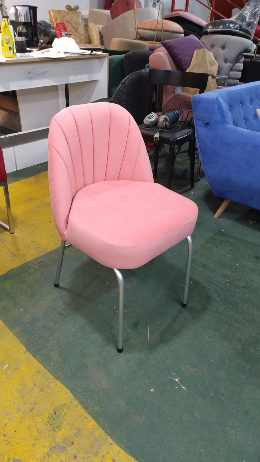 Silla De Comedor Juliet CROMADO Acanalada Pana (Promo Contado!)