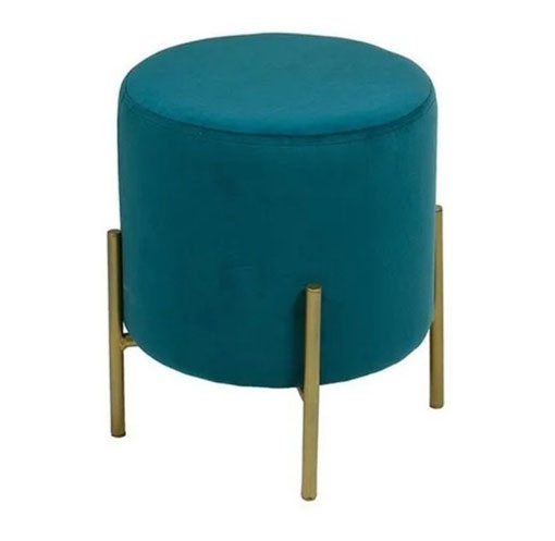 Puff Banco Redondo Abderus Verde Pana Base Hierro