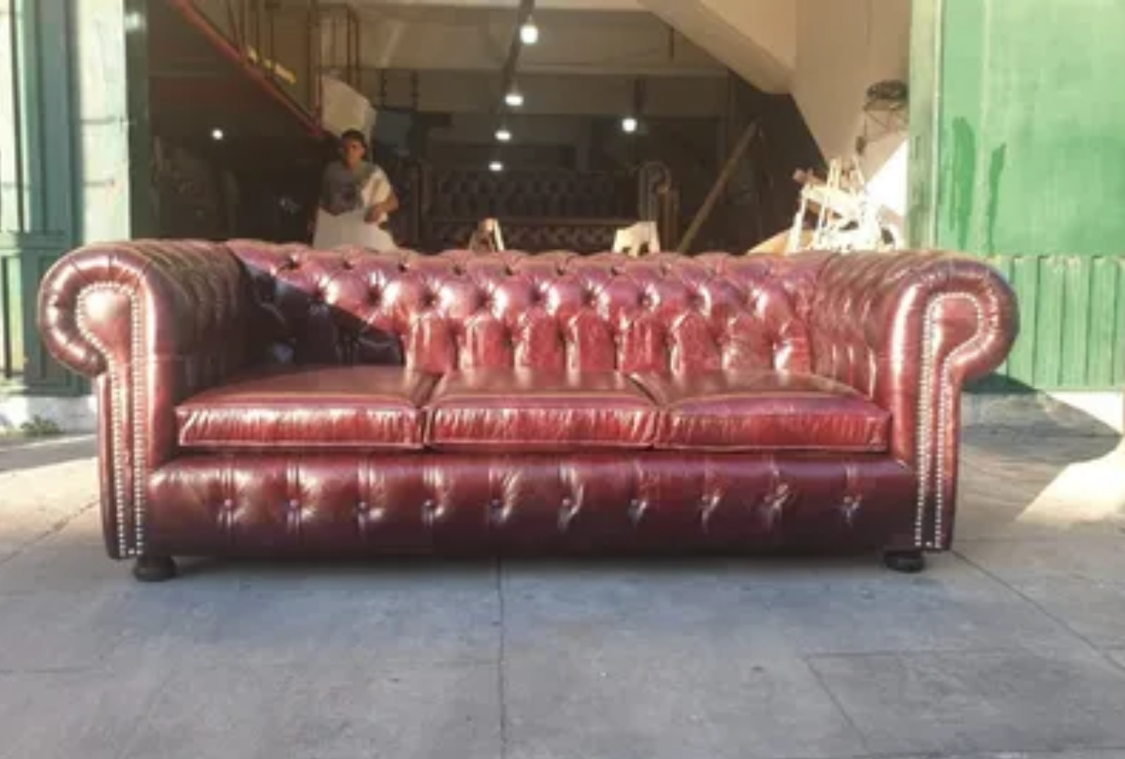 Chesterfield 3 Cuerpos Ecocuero De Marroquinería Intervenido