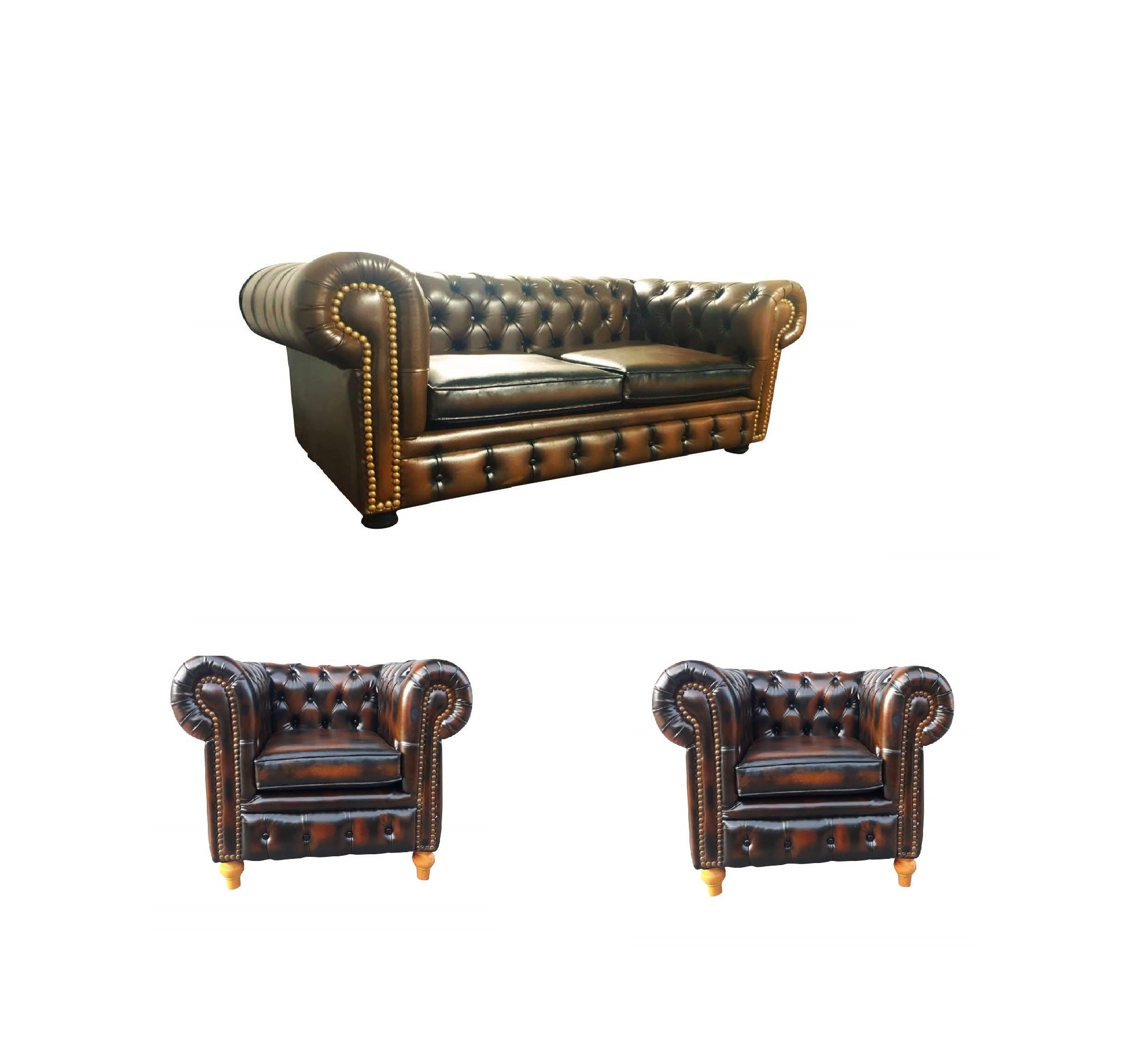 Combo Chesterfield Sillón 2 Cuerpos+ 2 Sofas 1 Cuerpo Ecocuero