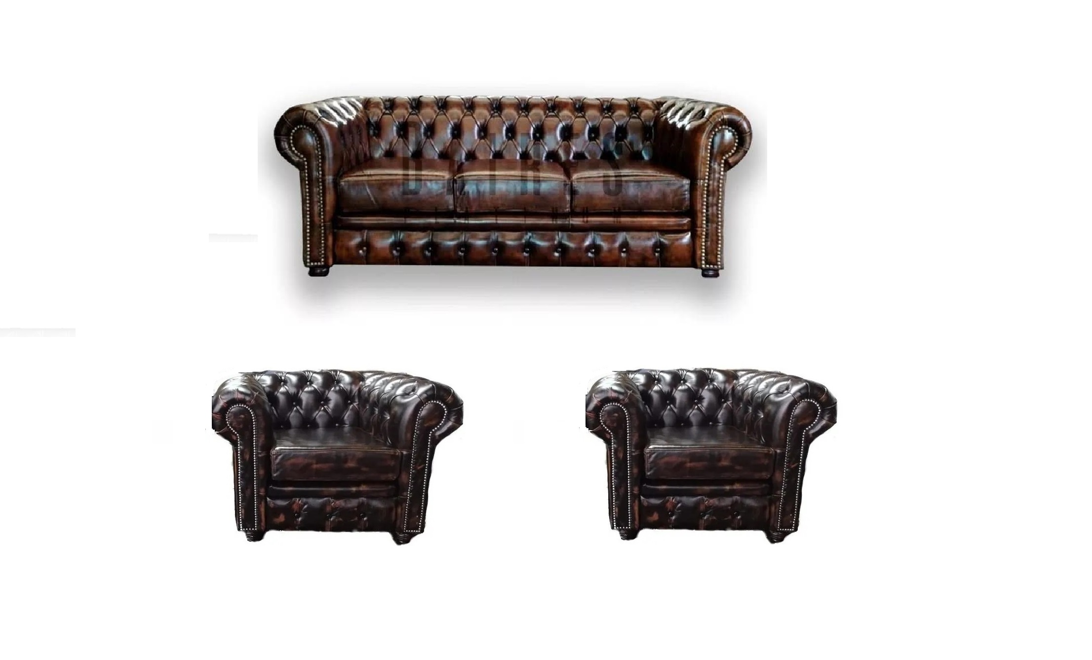 Combo Chesterfield Sillón 2 Cuerpos+ 2 Sofas 1 Cuerpo Ecocuero
