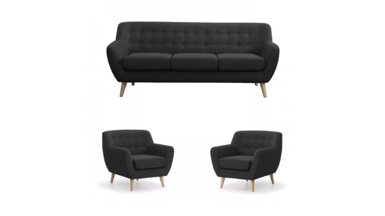 Combo Nórdico Sillón 3 Cuerpos + 2 Sillones De Un Cuerpo Lino Antidesgarros