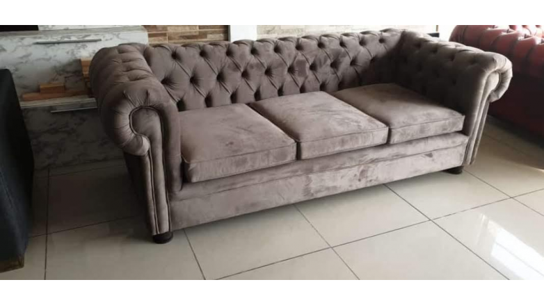 Sillón Chesterfield Tres Cuerpos Pana Antimanchas