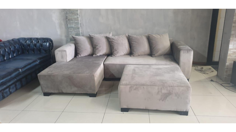 Esquinero Eliseo 3 Cuerpos + Puff Pana Antimanchas