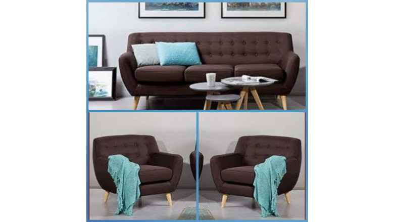 Combo Nórdico Sillón 3 Cuerpos + 2 Sillones De Un Cuerpo Lino Antidesgarros