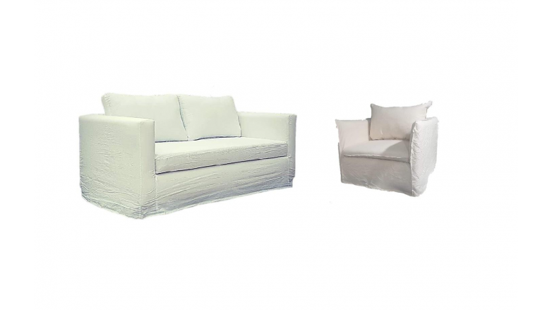 Combo Ghost Sillón 2 Cuerpos + Sillón 1 Cuerpo en Funda Tussor