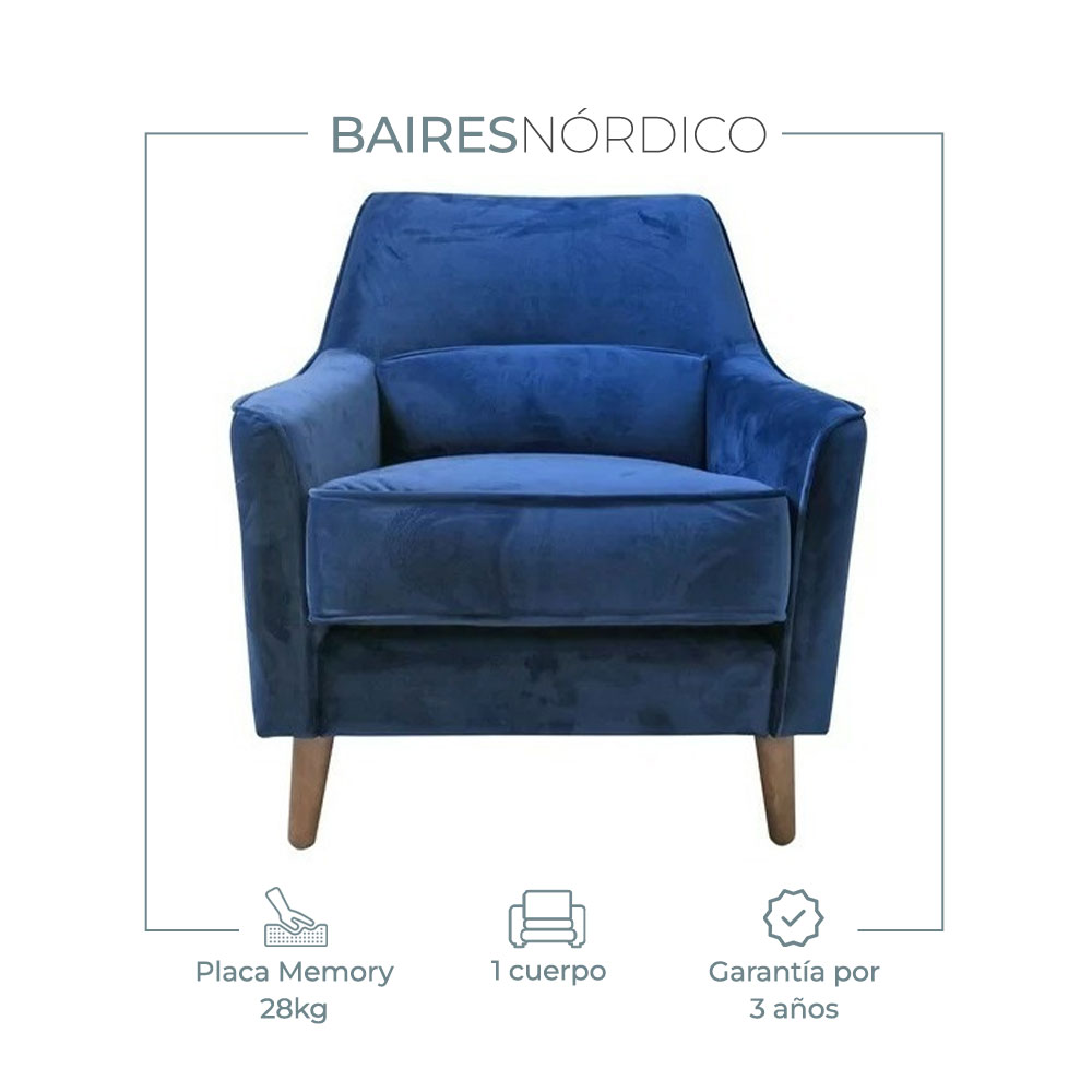 Sillón Sofá Nórdico Vintage Gadar 1 Cuerpo Pana Antimancha