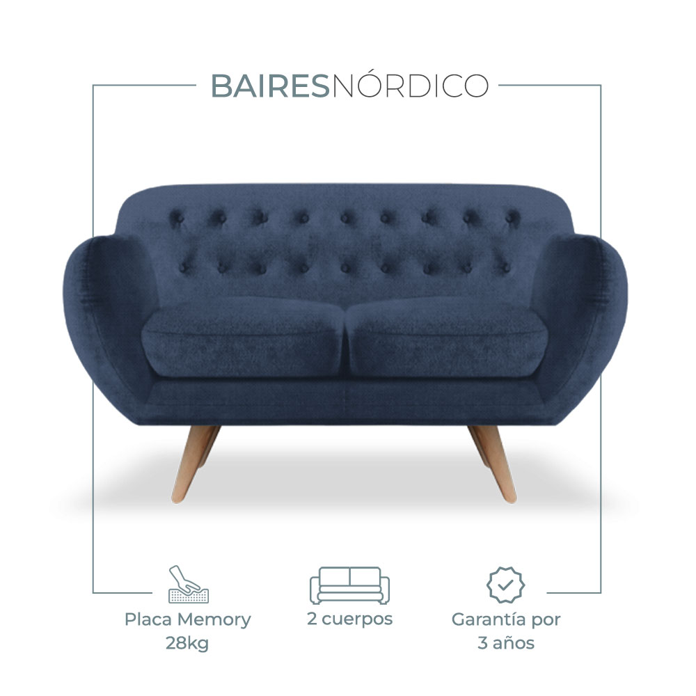 Sillón Sofá Nórdico Racknar Dos Cuerpos