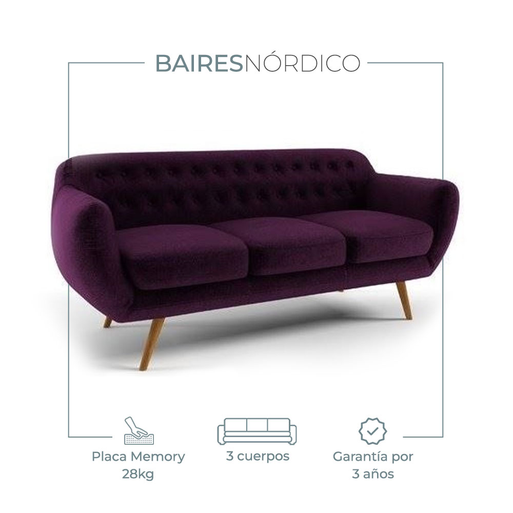 Sillón Sofá Nórdico Racknar Tres Cuerpos