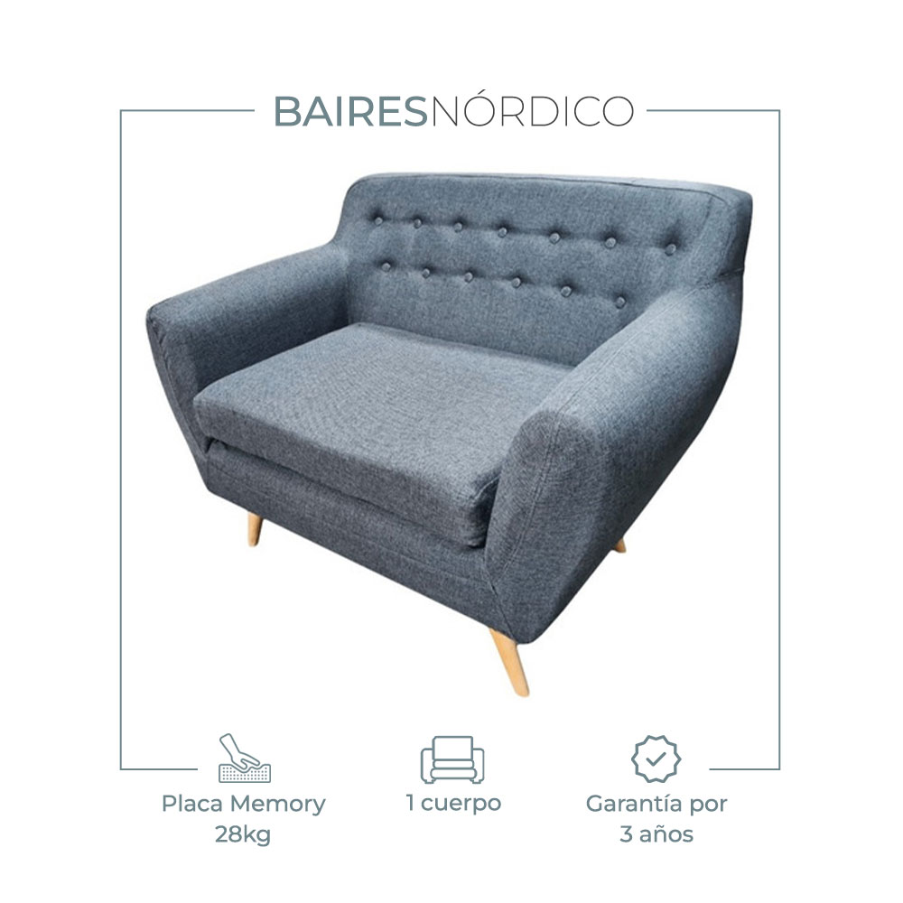 Sillón Sofá Nórdico Racknar 1 Cuerpo Lino Antidesgarros