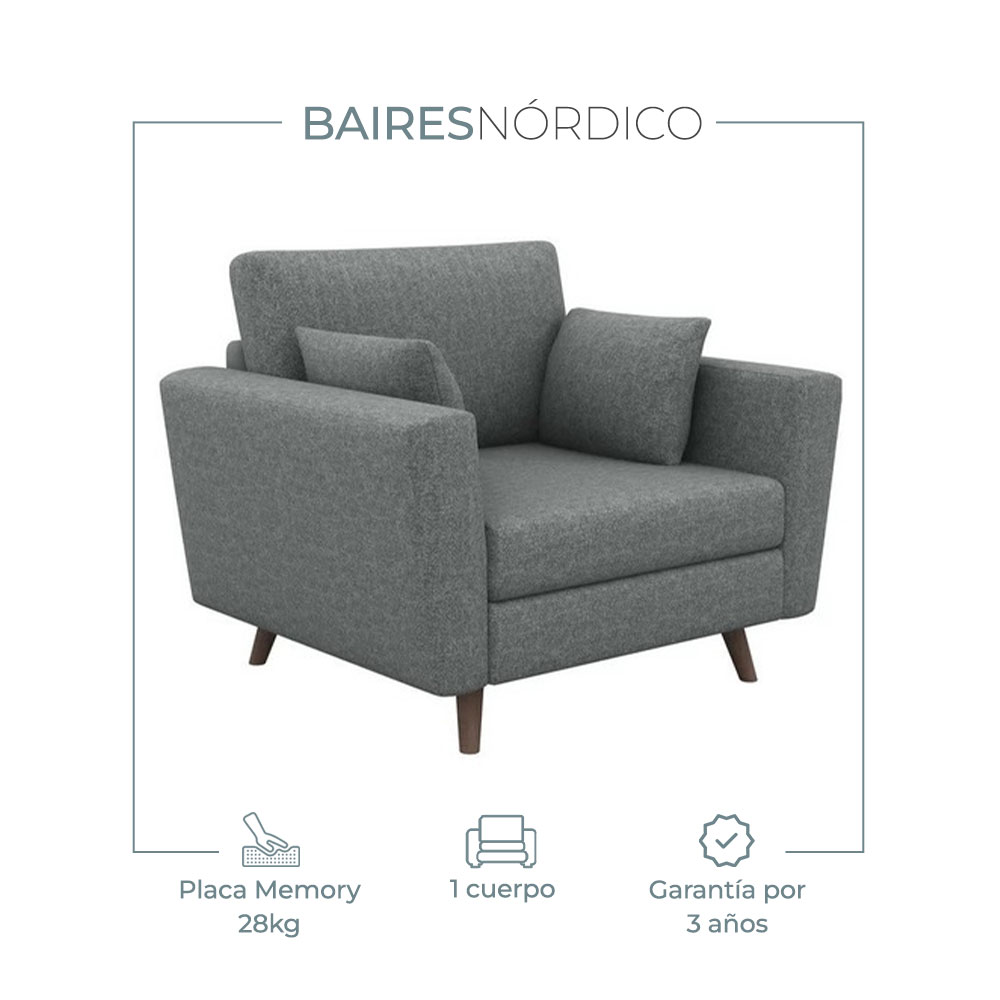 Sillón Sofá Nordico Vintage Dymas 1 Cuerpo Lino Antidesgarros